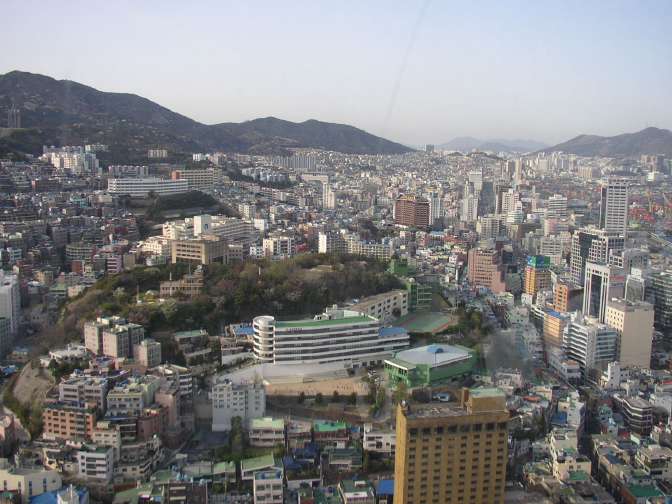 釜山（プサン）タワーからの眺望・北の方角（西面［ソミョン］方面）