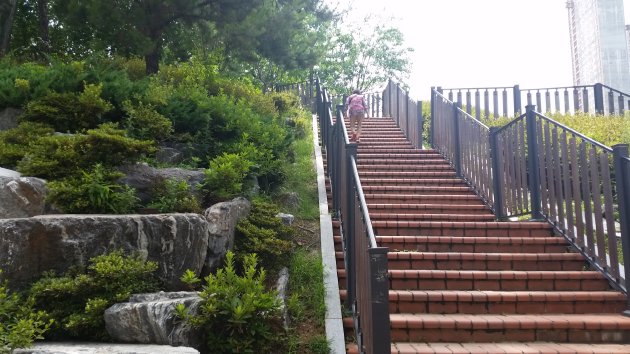 歩道と公園を結ぶ階段