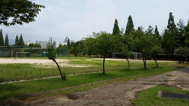 夏に撮影した大原レジャースポーツ公園内のサッカー場